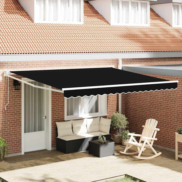 vidaXL Toldo Retr&aacute;ctil Negro 400 x 300 cm Poli&eacute;ster y Aluminio