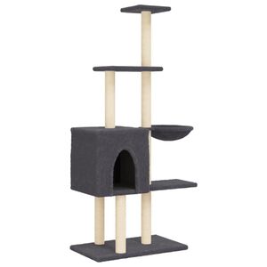 vidaXL Rascador para gatos con postes de sisal gris oscuro 145 cm