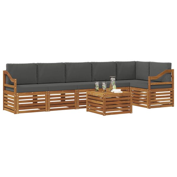 vidaXL Conjunto de Sof&aacute; Seccional con coj&iacute;n 7 pcs Natural y Antracita