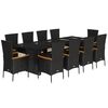 vidaXL Set de comedor jard&iacute;n 11 pzas con cojines rat&aacute;n sint&eacute;tico negro