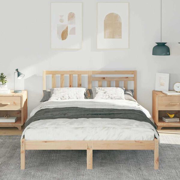 vidaXL Estructura de cama Marr&oacute;n 135 x 190 cm Madera de pino macizo