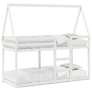 vidaXL Cama litera con techo madera maciza de pino blanco 75x190 cm