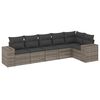 vidaXL Set de muebles de jard&iacute;n 6 pzas y cojines rat&aacute;n sint&eacute;tico gris