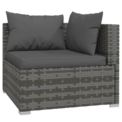 vidaXL Set de sofás de jardín 5 piezas y cojines ratán sintético gris