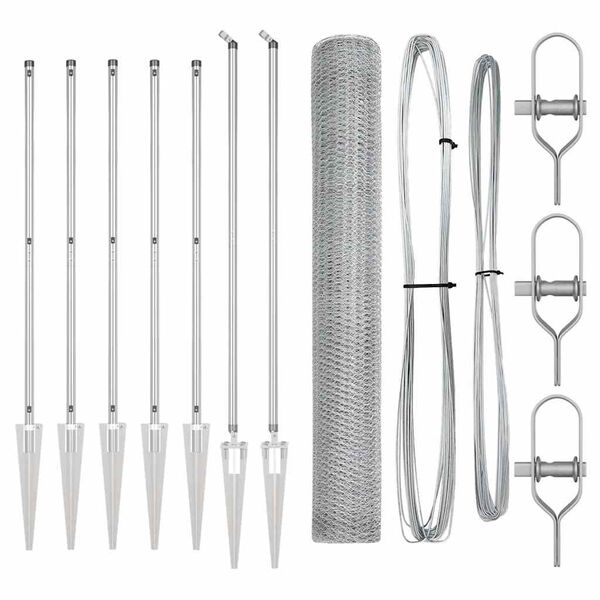 vidaXL Poste de Valla Plateado 10 x 1,4 m (malla de 13 mm) Acero