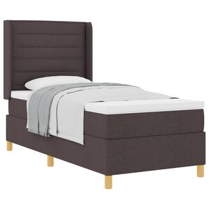 vidaXL Cama tipo Box Spring con colch&oacute;n Marr&oacute;n Oscuro 80 x 200 cm tela