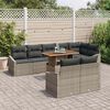 vidaXL Conjunto de sof&aacute; de jard&iacute;n 9 pcs Gris Polirat&aacute;n