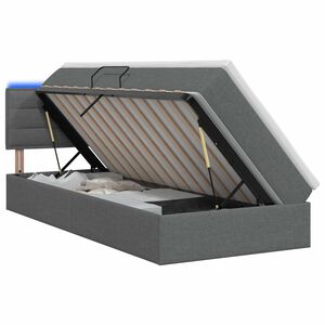 vidaXL Cama de almacenamiento LED con colch&oacute;n Gris oscuro 90 x 200 cm