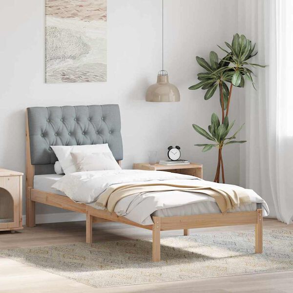 vidaXL Estructura de Cama con Cabecera Tapizada Marrón 75 x 190 cm