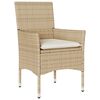 vidaXL Set comedor jard&iacute;n 5 pzas cojines rat&aacute;n sint&eacute;tico vidrio beige