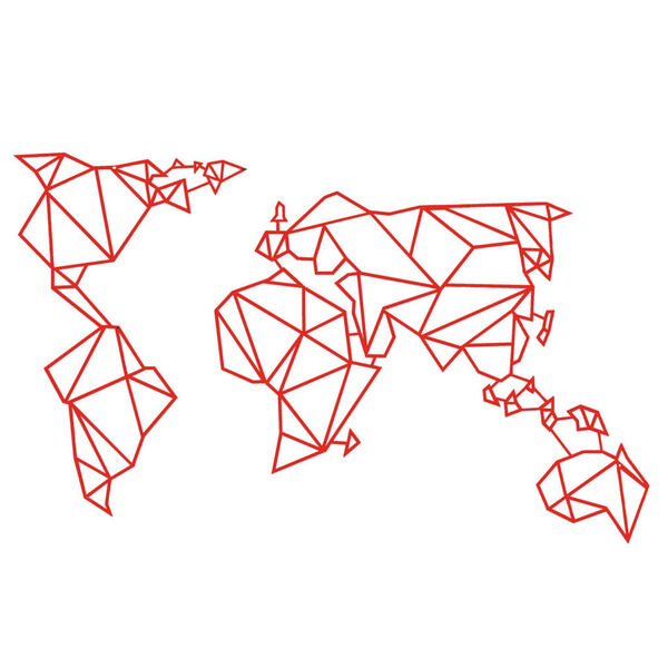 Homemania Adorno de pared mapa del mundo acero rojo 100x58 cm
