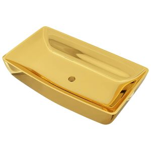vidaXL Lavabo 71x38x13,5 cm cerámica dorado