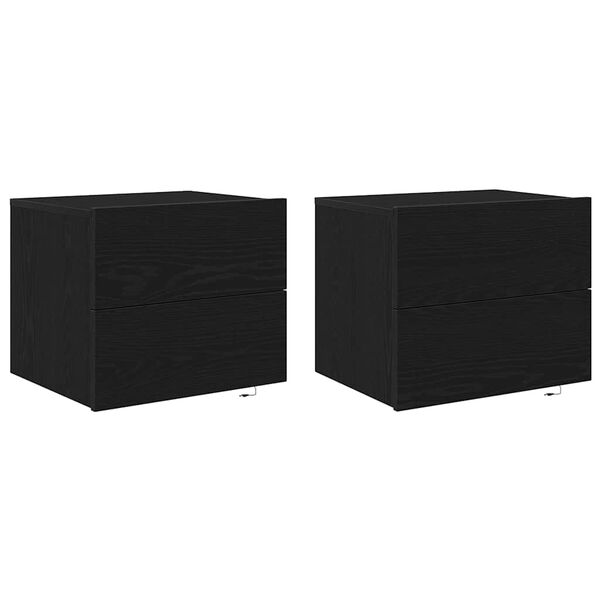 vidaXL Armario de Noche con caj&oacute;n 2 pcs Roble Negro 50 x 39 x 41 cm