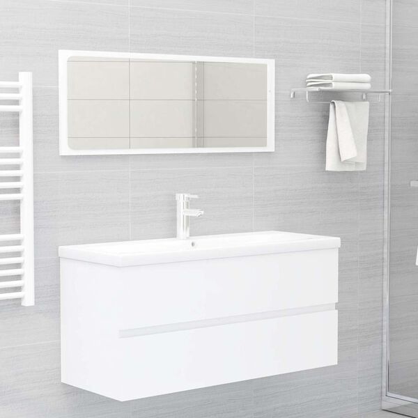 vidaXL Juego de muebles de ba&ntilde;o 2 pzas madera contrachapada blanco