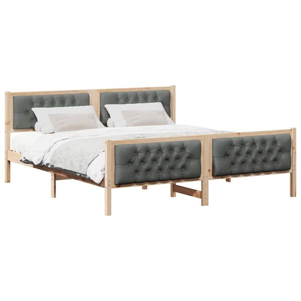 vidaXL Estructura de cama con cabecera Gris oscuro 160 x 200 cm
