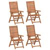 vidaXL Sillas plegables reclinables, 4 unidades, 56x72x107 cm, madera maciza de acacia.