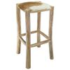 vidaXL Taburete de cocina de piel de cabra y madera de teca maciza