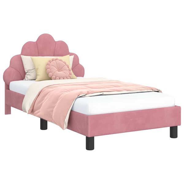 vidaXL Cama para ni&ntilde;os con cabecero Rosa 80 x 160 cm Terciopelo