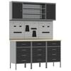 vidaXL Armario de trabajo 7 uds. Negro Madera Ingenierizada y Acero