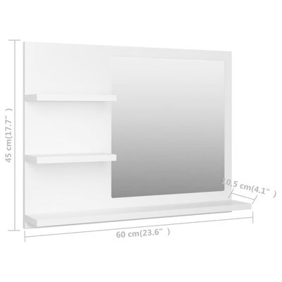 vidaXL Espejo de baño madera contrachapada blanco 60x10,5x45 cm