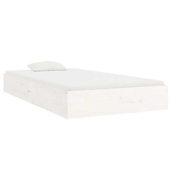 vidaXL Estructura de cama sin colch&oacute;n madera maciza blanco 100x200 cm