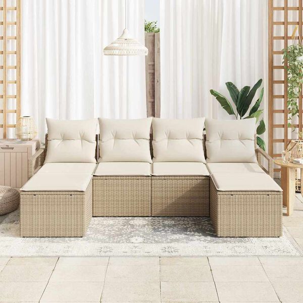 vidaXL Conjunto de sofá de jardín con cojín 6 pcs Beige y Crema