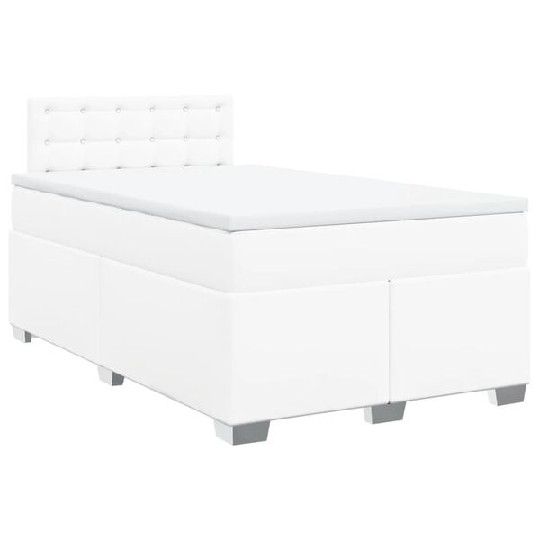 vidaXL Cama box spring con colch&oacute;n cuero sint&eacute;tico blanco 120x200 cm