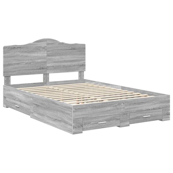 vidaXL Estructura de cama con cabecera Gris Sonoma 160 x 200 cm