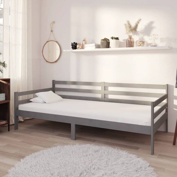 vidaXL Sofá cama sin colchón madera maciza de pino gris 90x200 cm