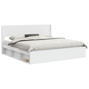 vidaXL Estructura de cama con almacenamiento y cabecero Blanco
