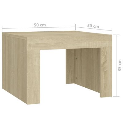 vidaXL Mesa de centro de madera contrachapada color roble 50x50x35 cm