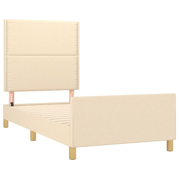 vidaXL Estructura de cama sin colch&oacute;n tela crema 90x190 cm