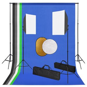 vidaXL Kit de estudio fotogr&aacute;fico con luces, fondo y reflector