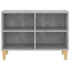 vidaXL Mueble de TV patas de madera maciza gris hormig&oacute;n 69,5x30x50 cm