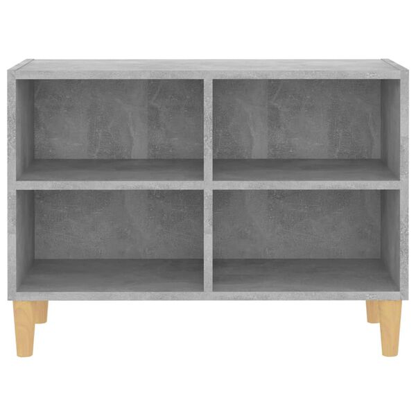 vidaXL Mueble de TV patas de madera maciza gris hormig&oacute;n 69,5x30x50 cm