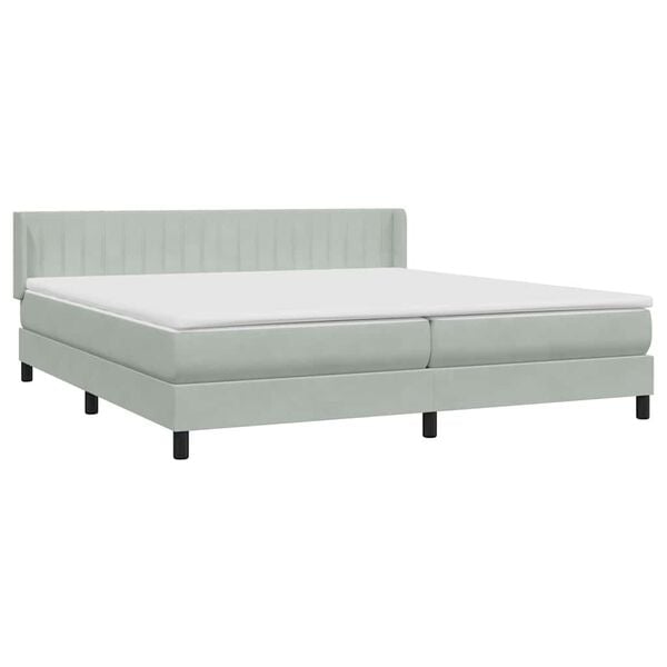 vidaXL Cama box spring con colch&oacute;n terciopelo gris claro 180x210 cm