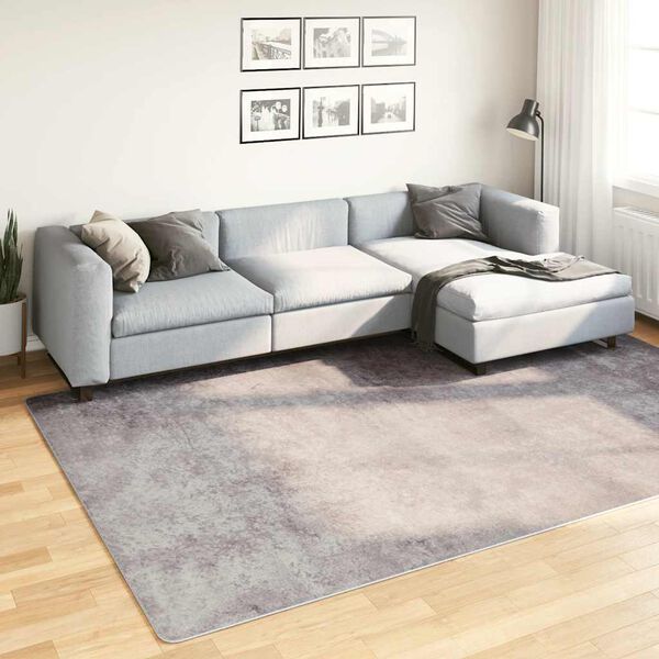 vidaXL Alfombra lavable gris 190x300 cm