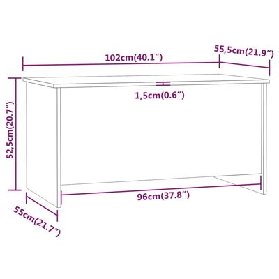 vidaXL Mesa de centro madera contrachapada blanco 102x55,5x52,5 cm