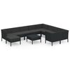 vidaXL Set muebles de jard&iacute;n 11 pzas y cojines rat&aacute;n sint&eacute;tico negro