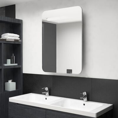 vidaXL Armario de baño con espejo y LED gris hormigón 60x11x80 cm