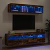 vidaXL Muebles TV pared con LED 5 pzas madera ingeniería roble ahumado