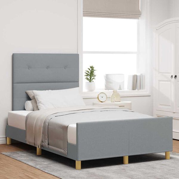 vidaXL Estructura de cama con cabecera Gris claro 120 x 190 cm tela