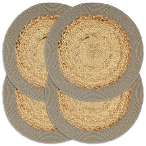 vidaXL Mantel individual redondo 4 uds yute algod&oacute;n natural gris 38 cm