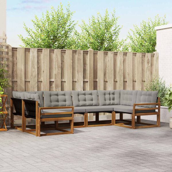 vidaXL Conjunto de sof&aacute;s de exterior 6 pcs Gris Natural y Claro