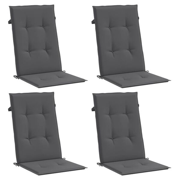 vidaXL Coj&iacute;n silla de jard&iacute;n respaldo alto 4 uds tela gris 120x50x3 cm