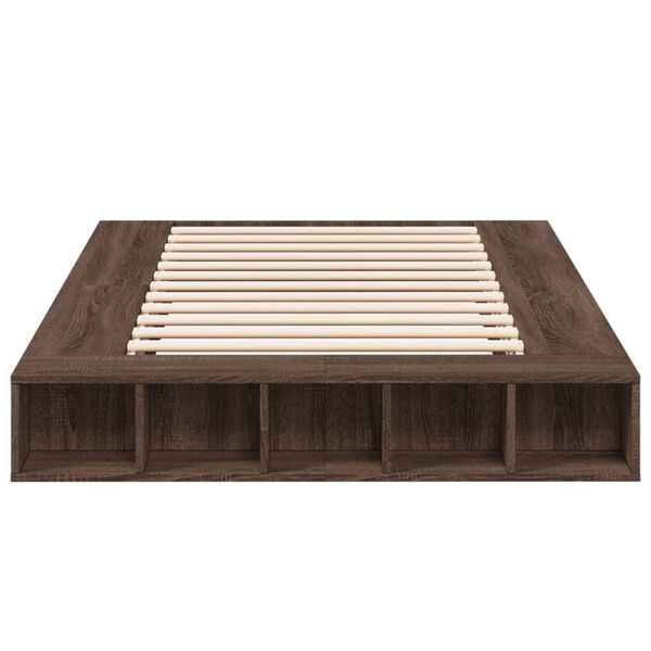 vidaXL Estructura de cama madera de ingenier&iacute;a marr&oacute;n roble 135x190 cm