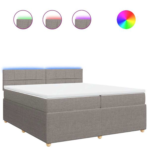 vidaXL Cama box spring con colch&oacute;n tela gris taupe 200x200 cm