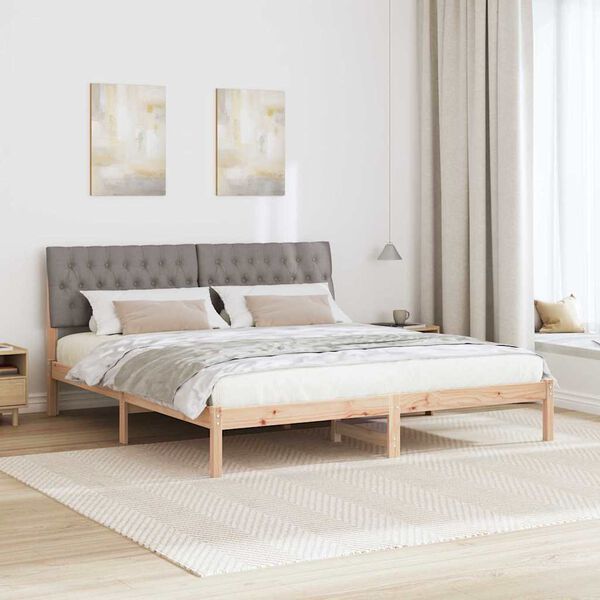 vidaXL Estructura de Cama con Cabecera Tapizada Marrón 200 x 200 cm