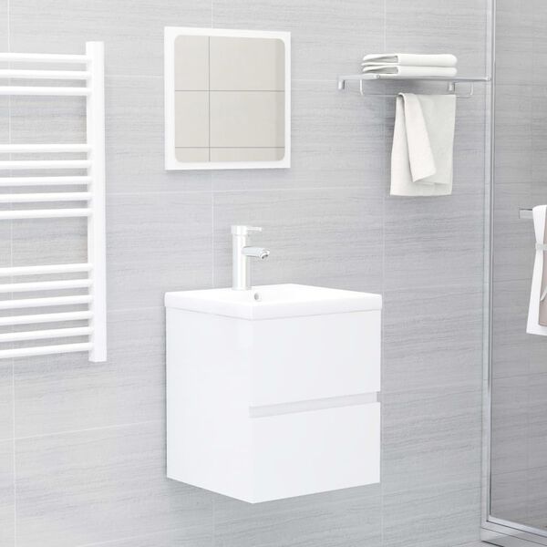 vidaXL Armario de lavabo madera ingenier&iacute;a blanco brillo 41x38,5x45 cm
