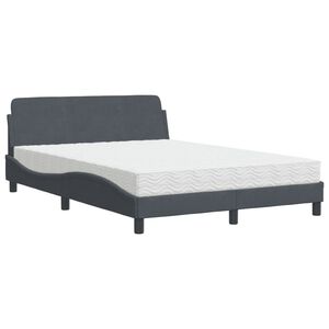 vidaXL Cama con colch&oacute;n Dover terciopelo gris oscuro 140x190 cm
